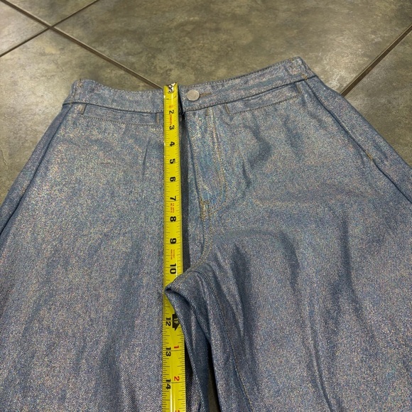 Habitual Girls Sz 14 Wide Leg High Rise Metallic Jeans Like New Comfy Stylist - Picture 9 of 10